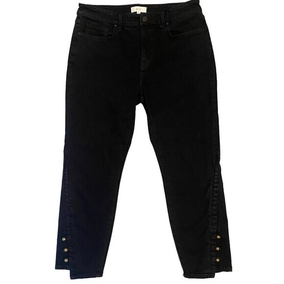 Joie Women's Size 31 Tiesa Button Cuff Step Hem Crop Black Mid Rise Jeans - Picture 1 of 10